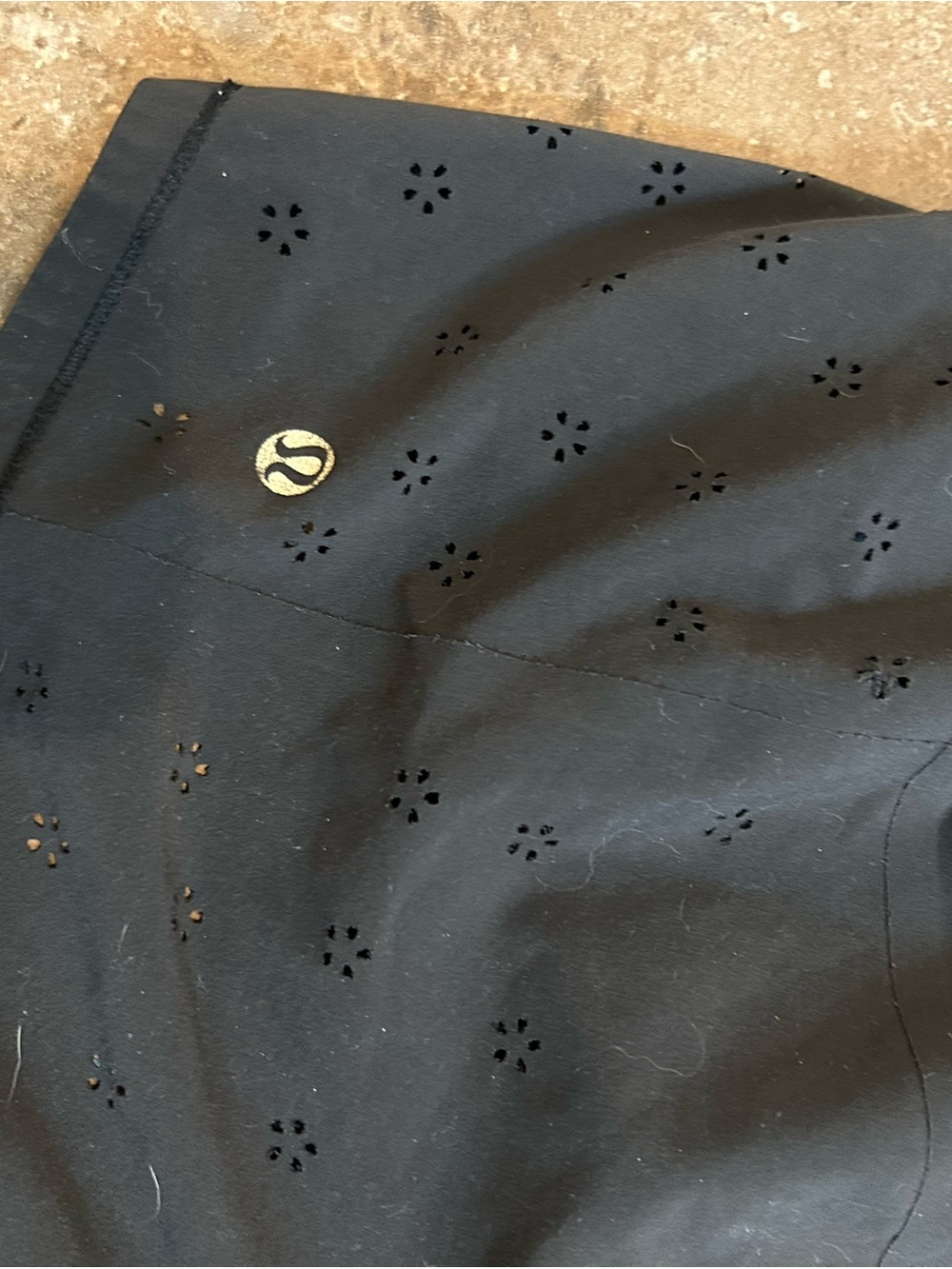 lululemon athletica Black Laser-Cut Legging with Gold Logo